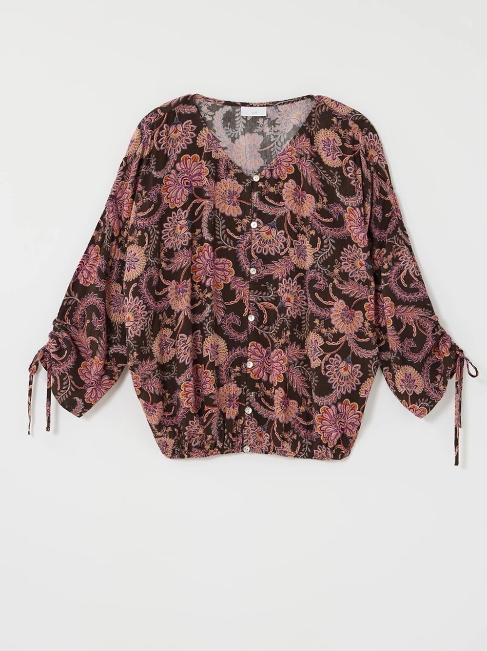 J. Jill Printed Crinkle Textured Top XL Floral Paisley Button Front Blouse - Picture 2 of 6